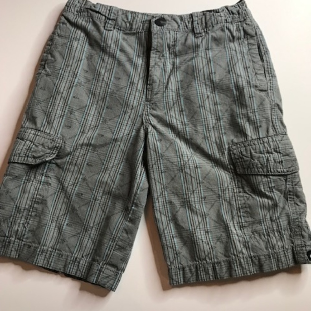 Quicksilver Boy's Plaid Cargo Shorts Size Small